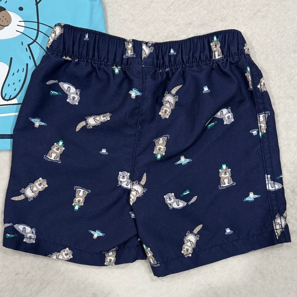 Carter's Blue Otter Rashguard Set 12M - Picture 5 of 7